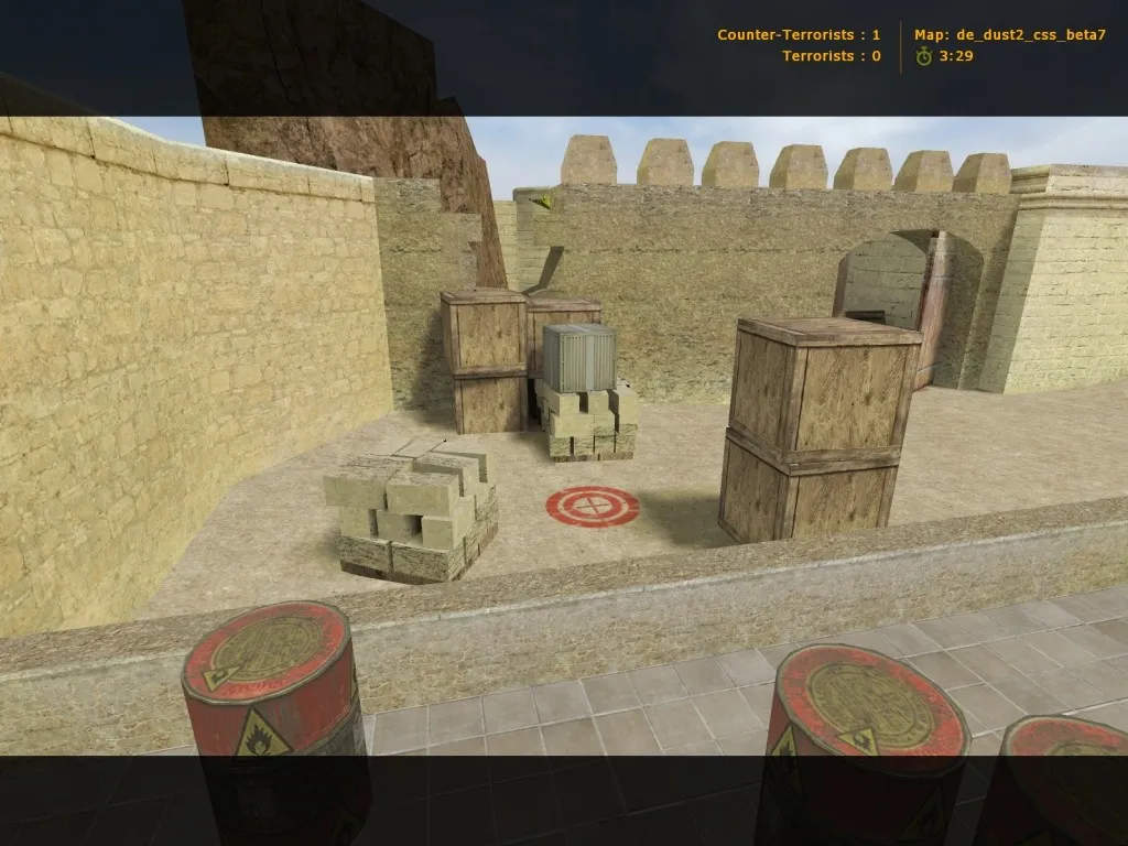 Скриншот  de_dust2_css_beta7 для CS 1.6: баланс сторон, точки, .nav и оптимизация wpoly/epoly