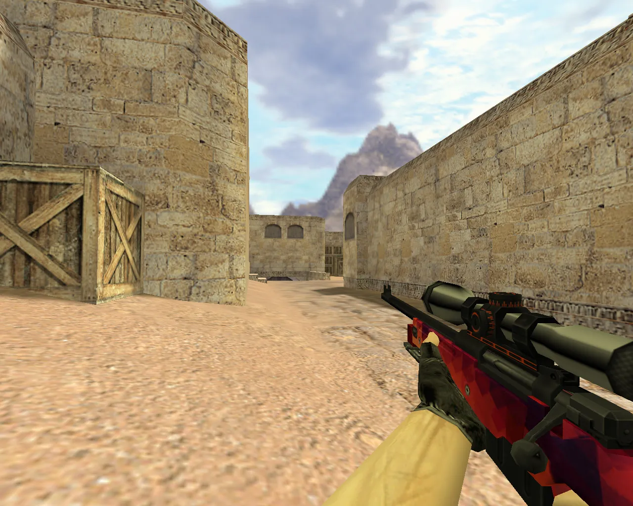 Скриншот Модель AWP Красная мозайка для CS 1.6 — Стильный выбор для снайперов