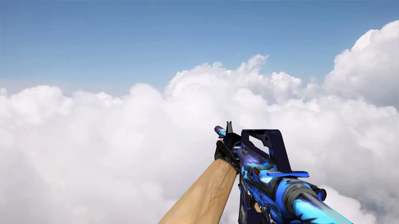 Скриншот v_m4a1_blue_dragon модель M4A1 Blue Dragon для CS 1.6: звуки, анимация осмотра, текстуры и четкость в игре