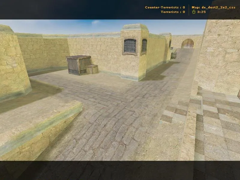 Скриншот  de_dust2_2x2_css карта для CS 1.6: точки, маршруты, боты (.nav) и оптимизация wpoly/epoly