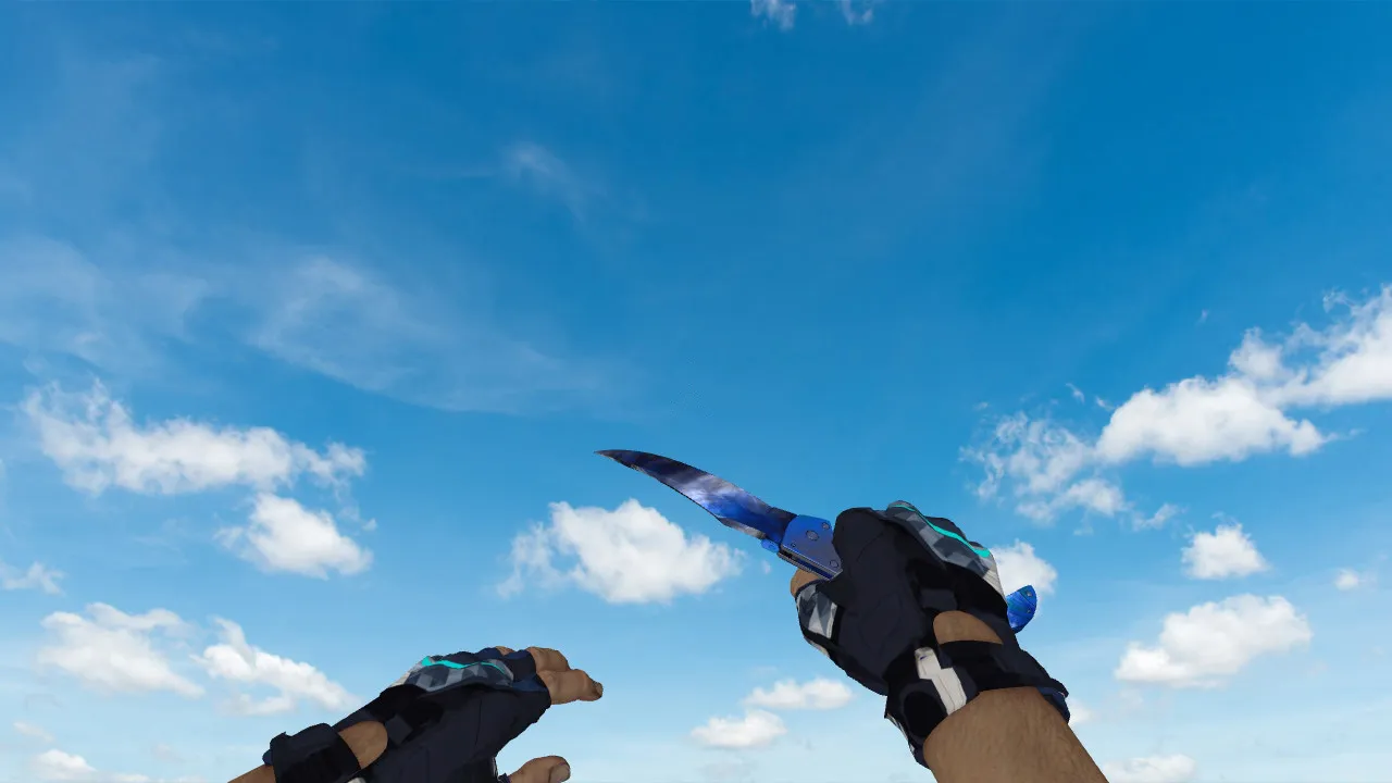 Скриншот Falchion Doppler Blue нож v_model для CS 1.6: звуки, анимация осмотра, качество текстур и точность модели