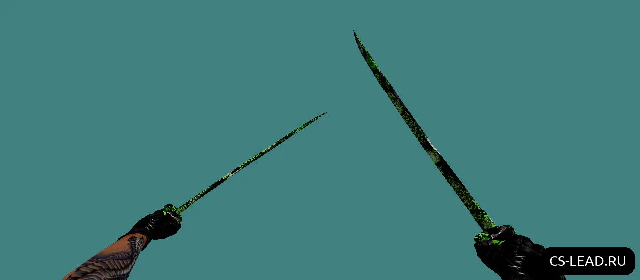 Скриншот Модель ножа Dual Katana (Green) для CS 1.6