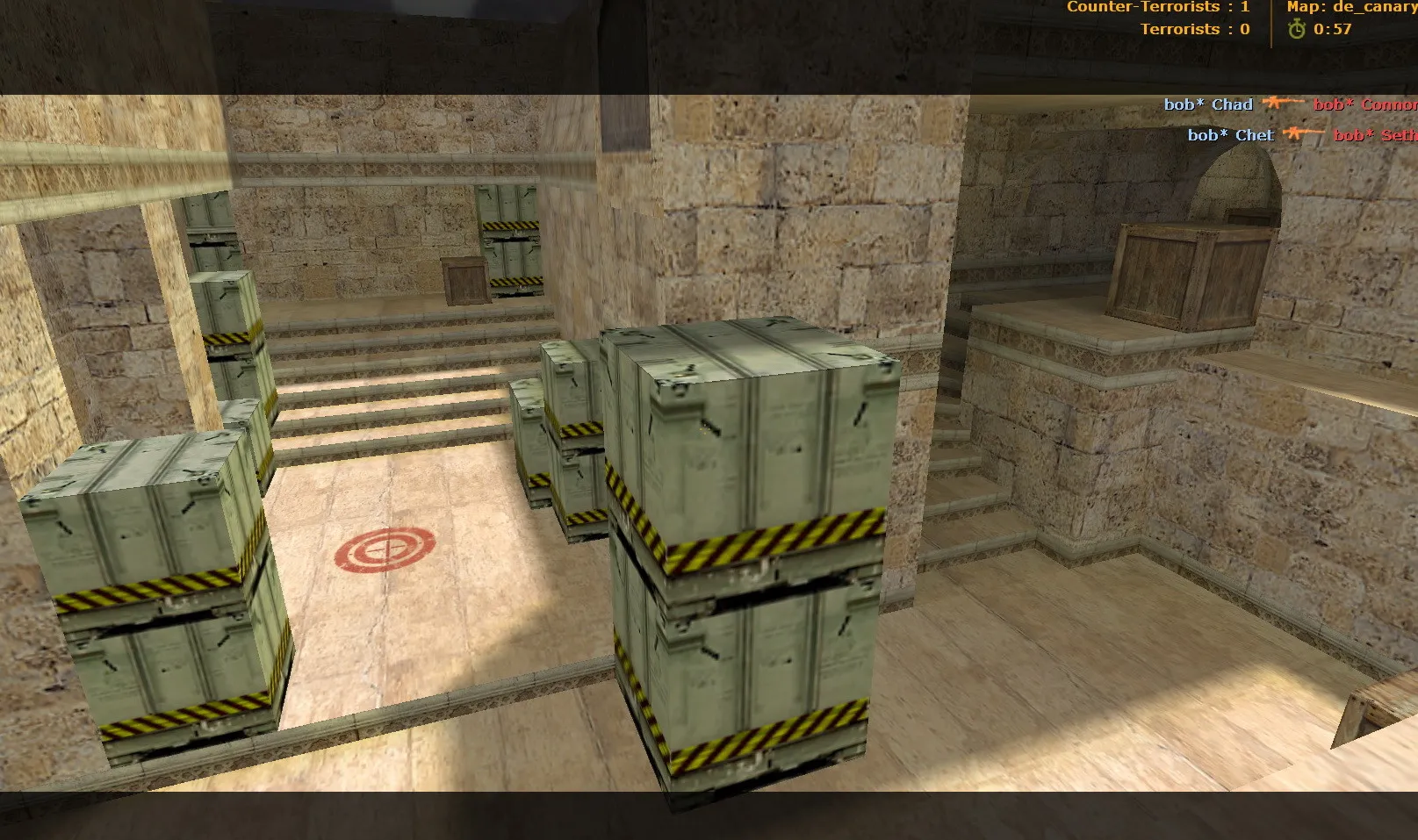 Скриншот Карта de_canary для CS 1.6: баланс сторон, точки под Т/КТ, .nav для ботов, оптимизация wpoly/epoly