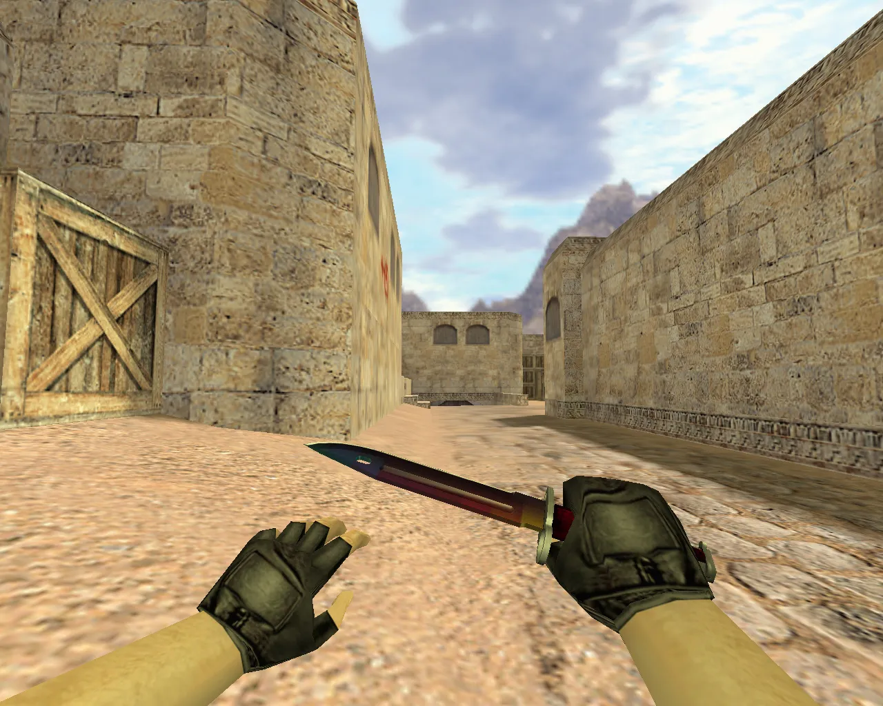 Скриншот Модель «Штык-нож Радуга» v_knife p_knife w_knife для CS 1.6: звуки, анимация осмотра, качество текстур