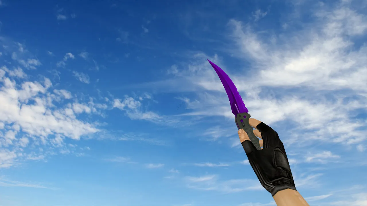Скриншот Модель v_ Flip Knife Purple Oil для CS 1.6: p_ w_ нож, звуки, анимация осмотра