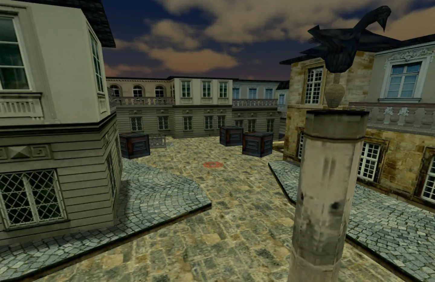 Скриншот  Карта de_aristocracy_test для CS 1.6: баланс сторон, точки под каты, .nav для ботов и оптимизация под FPS