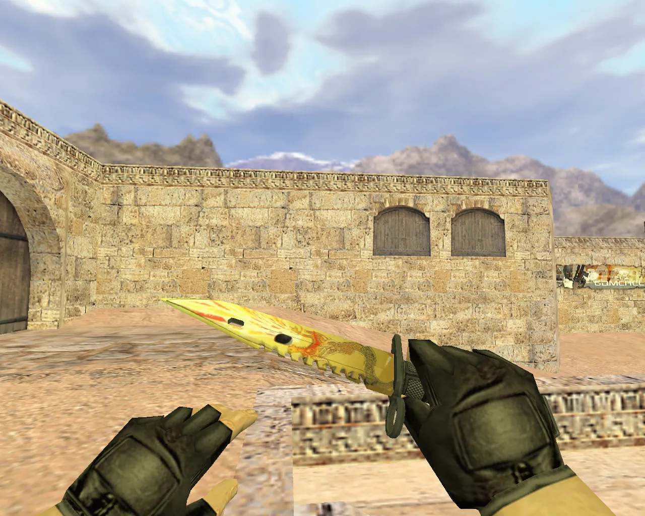 Скриншот Модель «Штык-нож М9 Драгон лор» v_ и p_ для CS 1.6: звуки, анимация осмотра, текстуры и настройка