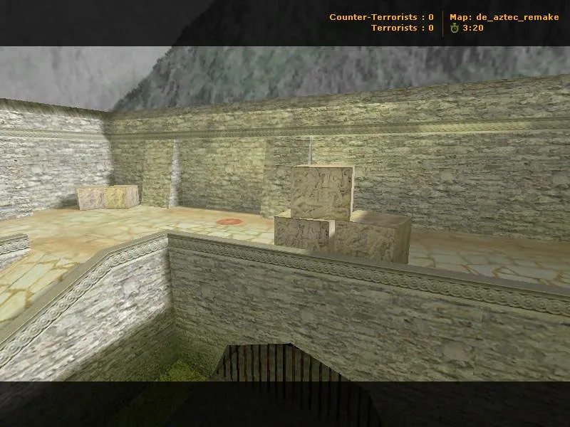 Скриншот de_aztec_remake для CS 1.6: баланс сторон, точки, .nav для ботов и оптимизация wpoly/epoly