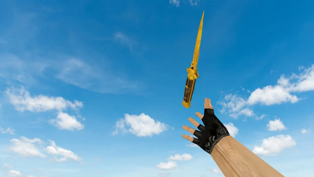 Скриншот Модель ножа «Stiletto Fine Gold» v_knife_p v_knife_b p_knife w_knife для CS 1.6: звуки, осмотр, текстуры