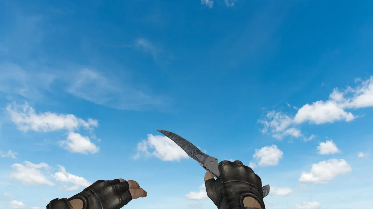 Скриншот Модель ножа v_ и p_ «Фальшион Дамасская сталь» для CS 1.6: звуки, анимация осмотра, качество текстур