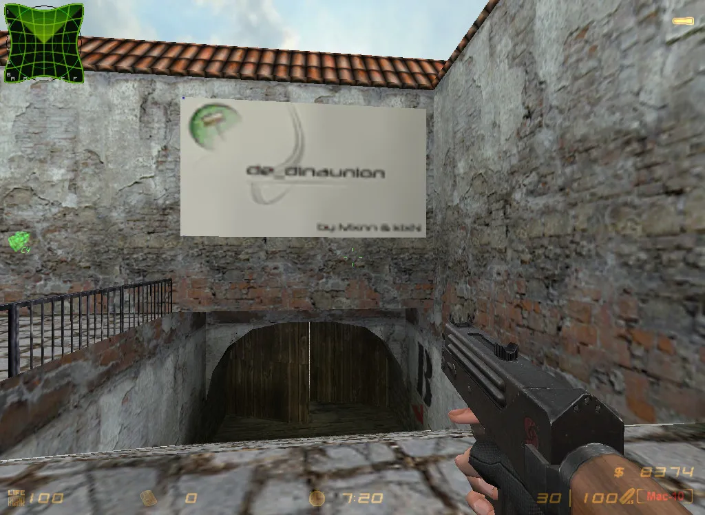 Скриншот  de_dinaunion для CS 1.6: точки, маршруты за CT/T, .nav для ботов и баланс по раундам