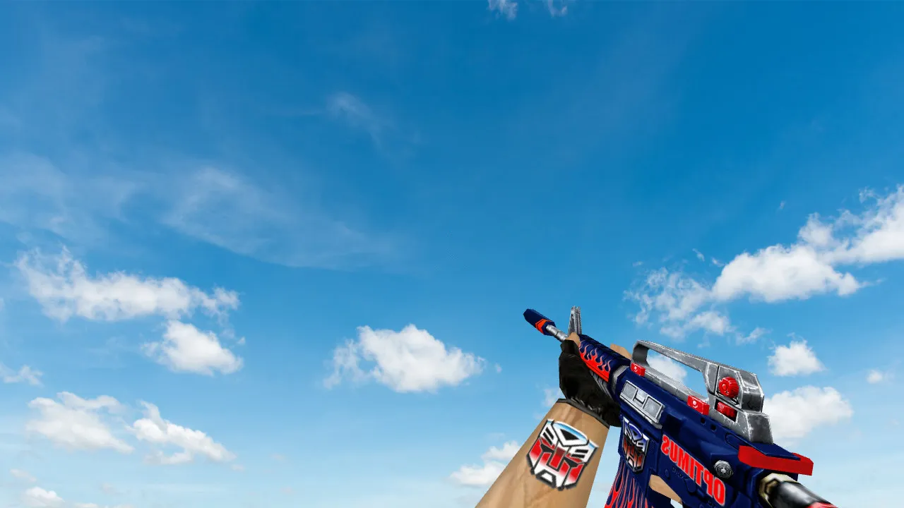 Скриншот Default M4A1 OPTIMUS v_, p_, w_ модель для CS 1.6: звуки, анимация осмотра, текстуры и четкость в игре