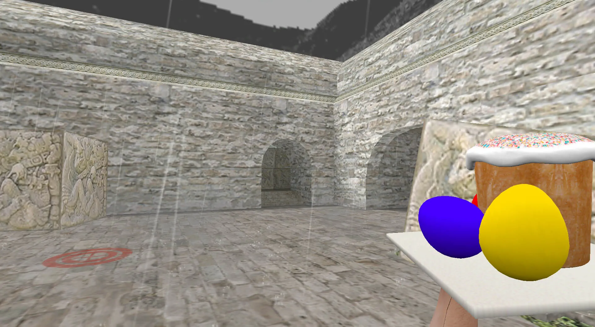 Скриншот Модель v_grenade «Граната Пасхальные лакомства» для CS 1.6: звуки, осмотр, текстуры и настройка без риска