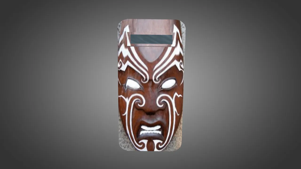 Скриншот Модель «Maori Mask for Shields» для CS 1.6: v_/p_/w_ щит, текстуры 1024x1024, звуки и анимация осмотра