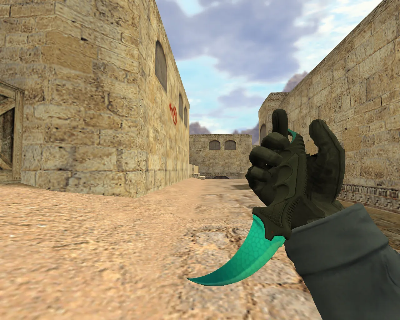 Скриншот v_нож_керамбит_голубой_сплав п_ и w_ модели для CS 1.6: звуки, анимация осмотра, качество текстур