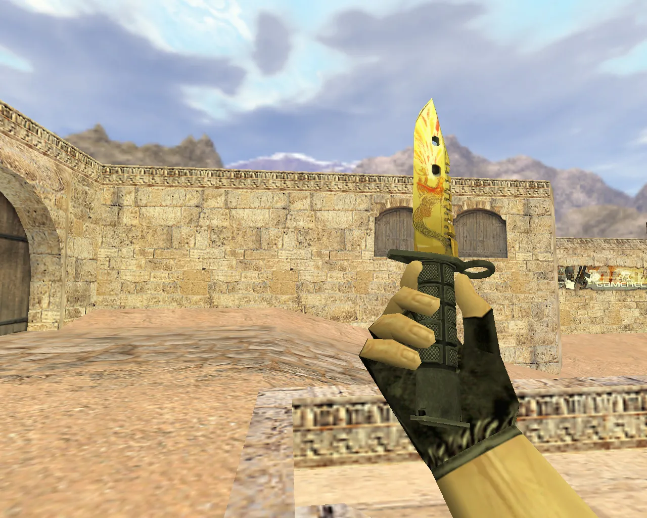 Скриншот Модель «Штык-нож М9 Драгон лор» v_ и p_ для CS 1.6: звуки, анимация осмотра, текстуры и настройка
