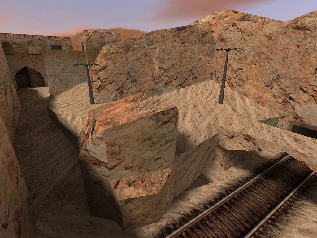 Скриншот  Карта de_desertmine для CS 1.6: баланс сторон, точки, .nav для ботов и оптимизация wpoly/epoly