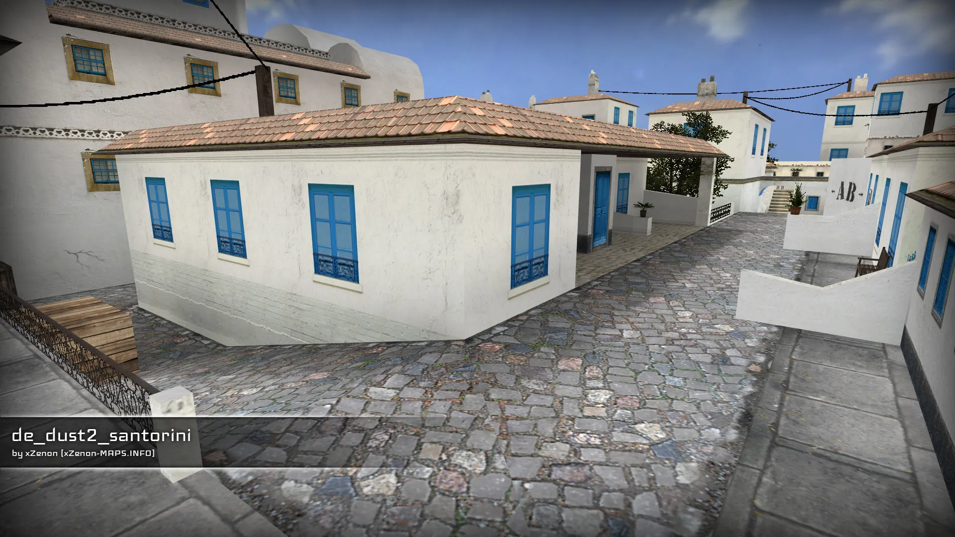 Скриншот  de_dust2_santorini_b2 — DE карта для CS 1.6: точки, маршруты, .nav и оптимизация wpoly/epoly
