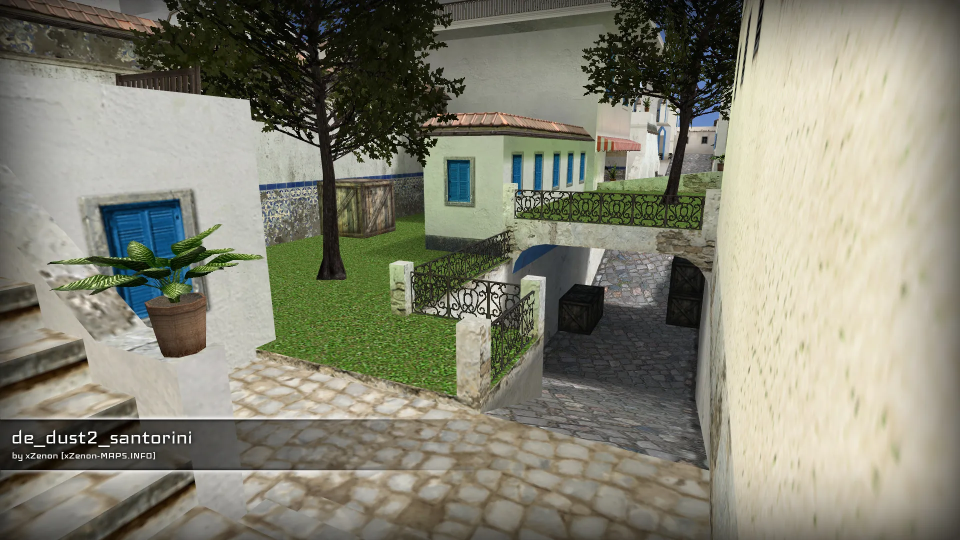 Скриншот  de_dust2_santorini_b2 — DE карта для CS 1.6: точки, маршруты, .nav и оптимизация wpoly/epoly