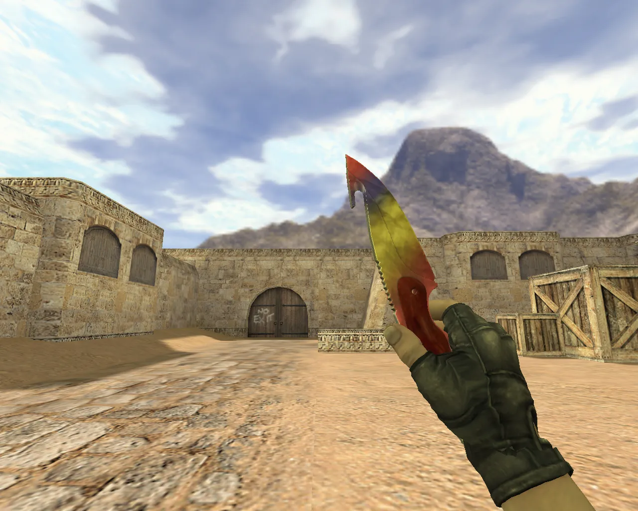 Скриншот Модель ножа v_ p_ w_ «Лезвие-крюк Мраморный градиент» для CS 1.6: звуки, анимация осмотра, текстуры