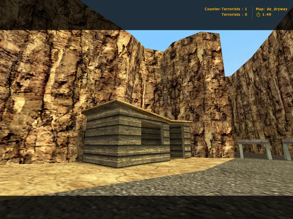 Скриншот  de_dryway_original для CS 1.6 — карта DE с боевыми точками, балансом сторон и оптимизацией под FPS