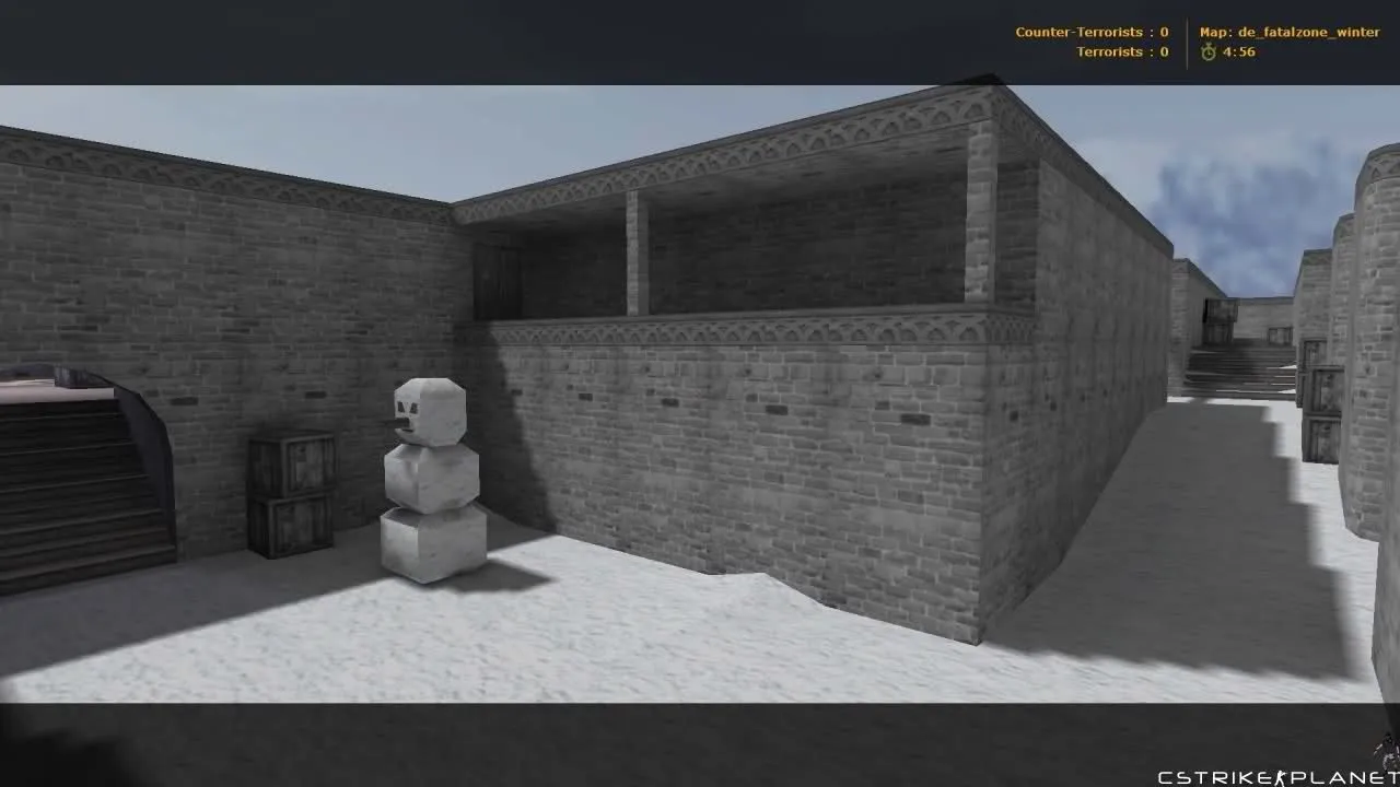 Скриншот  de_fatalzone_winter для CS 1.6: зимняя DE-карта, точки под заход, .nav для ботов, оптимизация wpoly/epoly