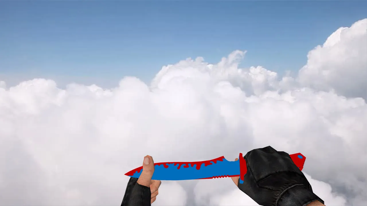 Скриншот Модель «Knife Red and Blue» для CS 1.6: v_, p_, w_ файлы, звуки и анимация осмотра