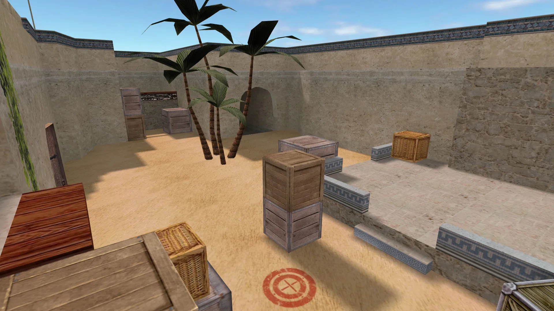 Скриншот  Карта de_dust2_suncsm для CS 1.6: баланс сторон, точки, .nav для ботов и оптимизация