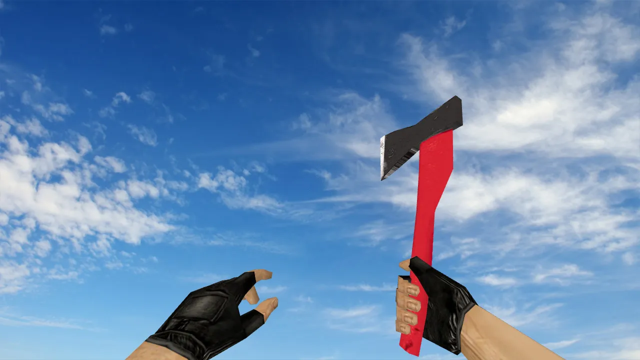 Скриншот Модель ножа «Red Hatchet» v_model для CS 1.6: звуки, анимация осмотра и качество текстур