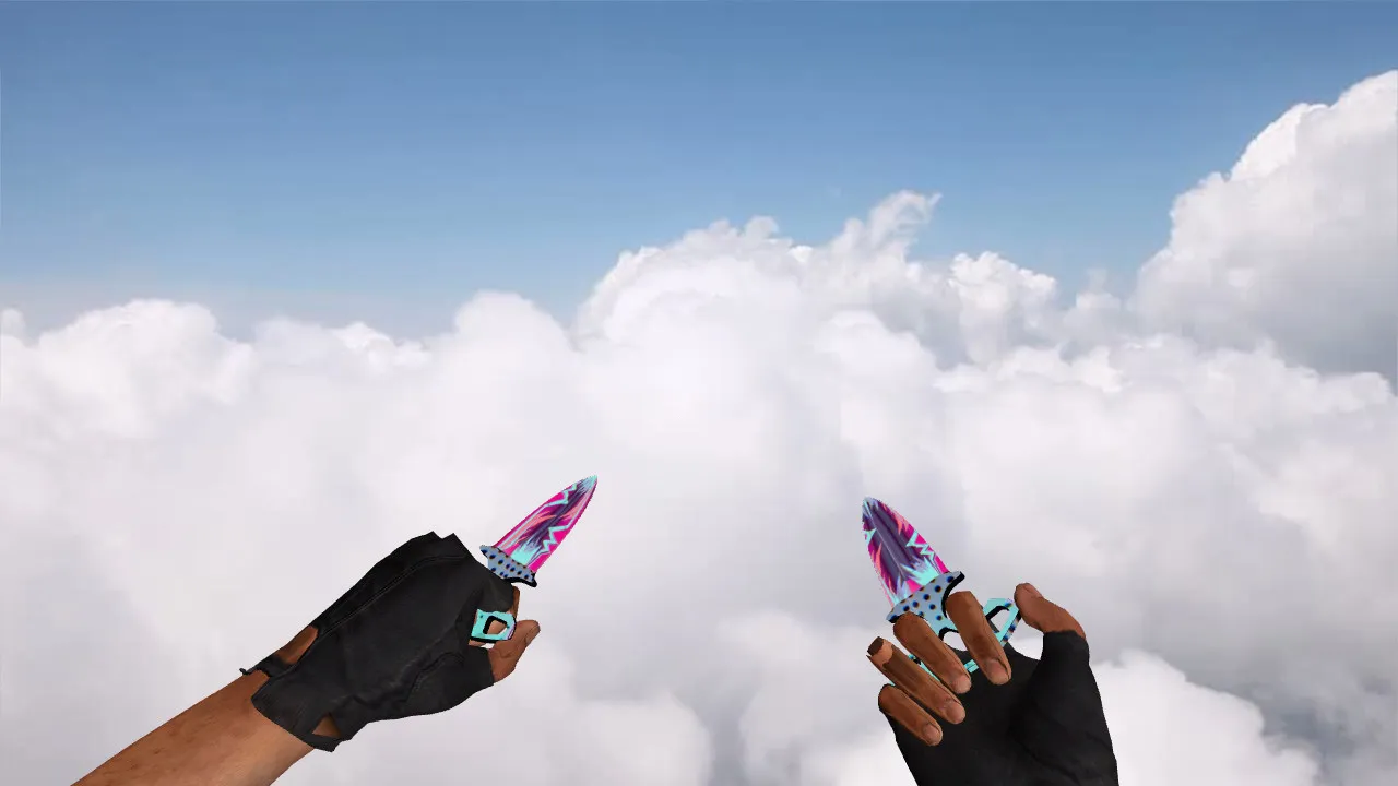 Скриншот v_ и p_ модели: Тычковые ножи «Неоновый гонщик» для CS 1.6 — звук, анимация осмотра, текстуры и настройка