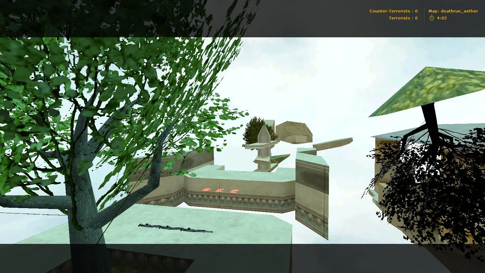 Скриншот  deathrun_aether_b1 для CS 1.6: карта deathrun, точки, раунды, .nav для ботов и оптимизация