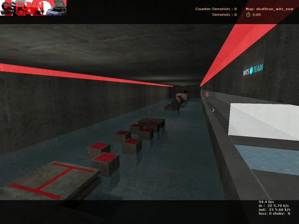 Скриншот  deathrun_wits_new для CS 1.6: карта deathrun, точки, маршруты, .nav и оптимизация