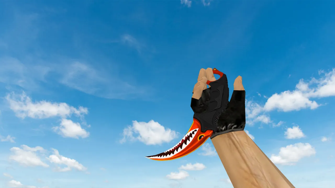 Скриншот Модель ножа Karambit Aber Shark для CS 1.6: v_, p_, w_ файлы, звуки, анимация осмотра и качество текстур