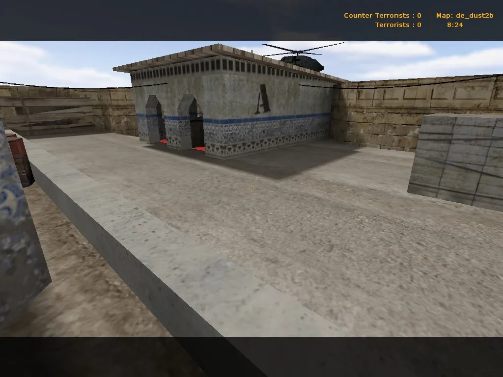 Скриншот de_dust2b карта для CS 1.6: точки, ротации, .nav и оптимизация wpoly/epoly