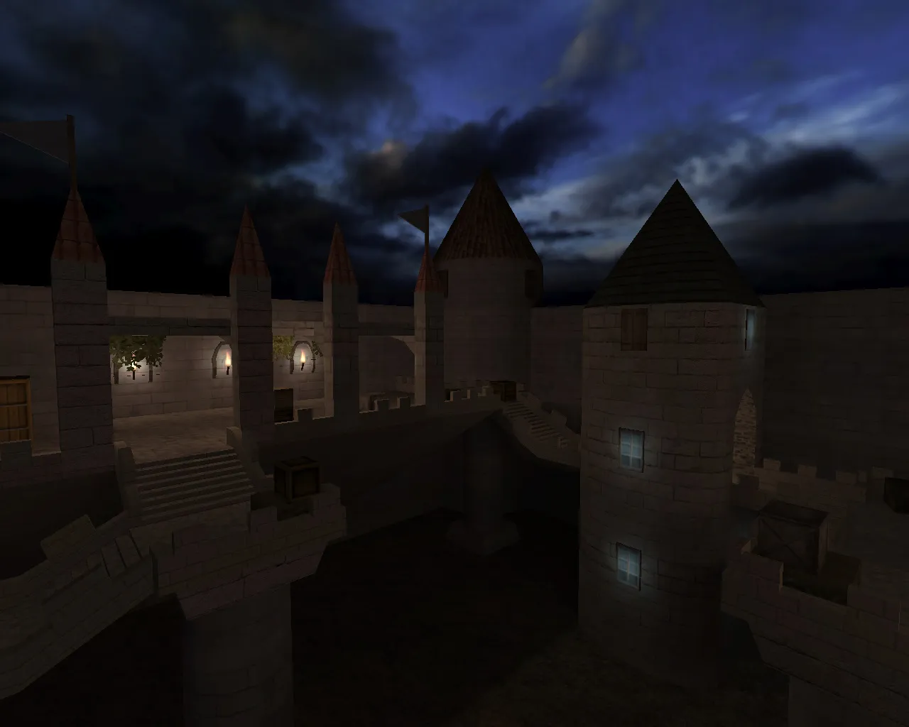 Скриншот  Карта awp_night_castle для CS 1.6: ночной замок, прицелы AWP, точки под контроль и спавн ботов