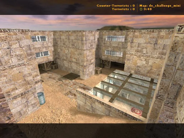 Скриншот  de_challenge_mini для CS 1.6: компактная DE-карта, точки, боты .nav и оптимизация