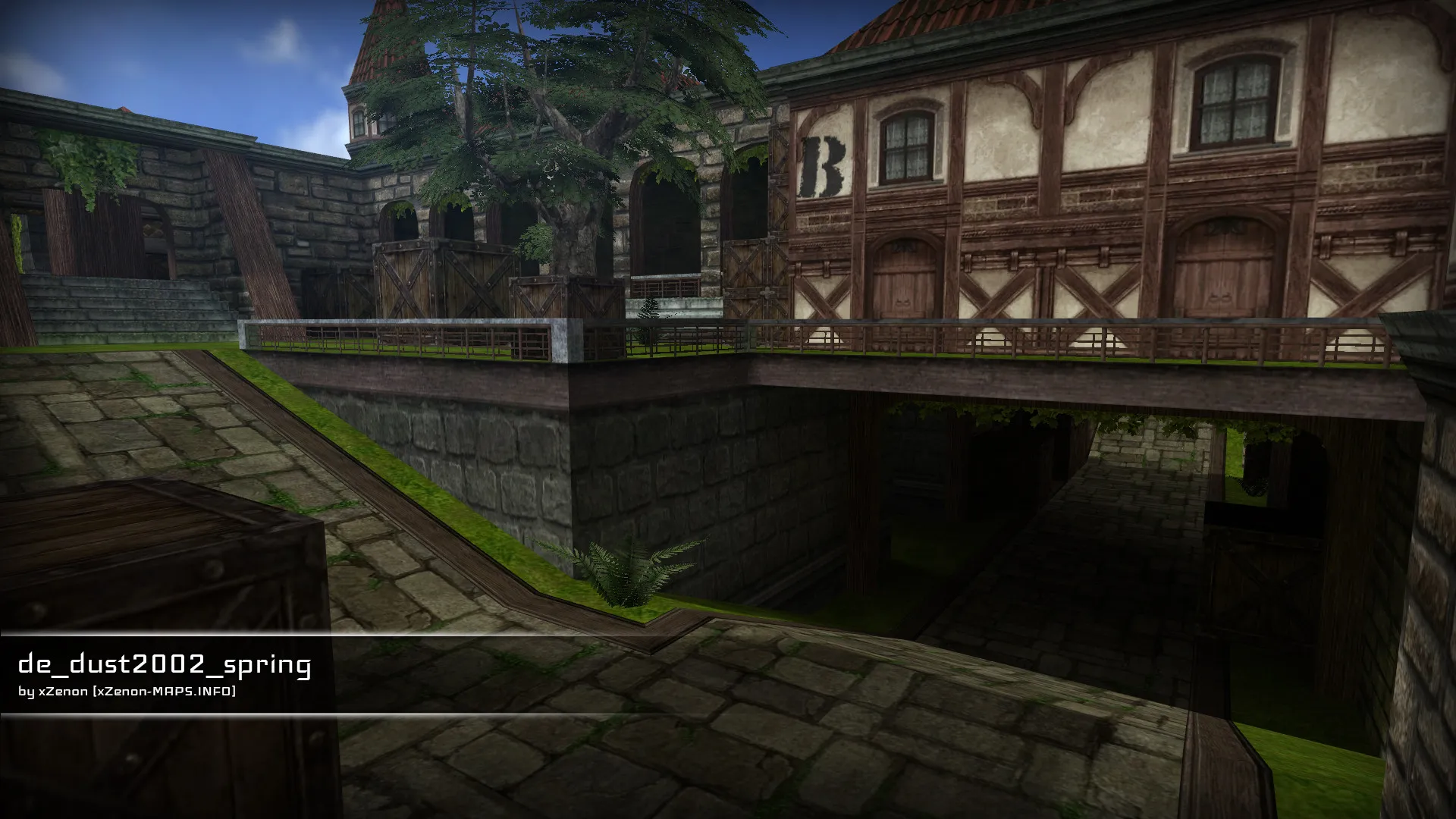 Скриншот  Карта de_dust2002_spring_b1 для CS 1.6: быстрый обзор, точки, тактика, .nav, оптимизация