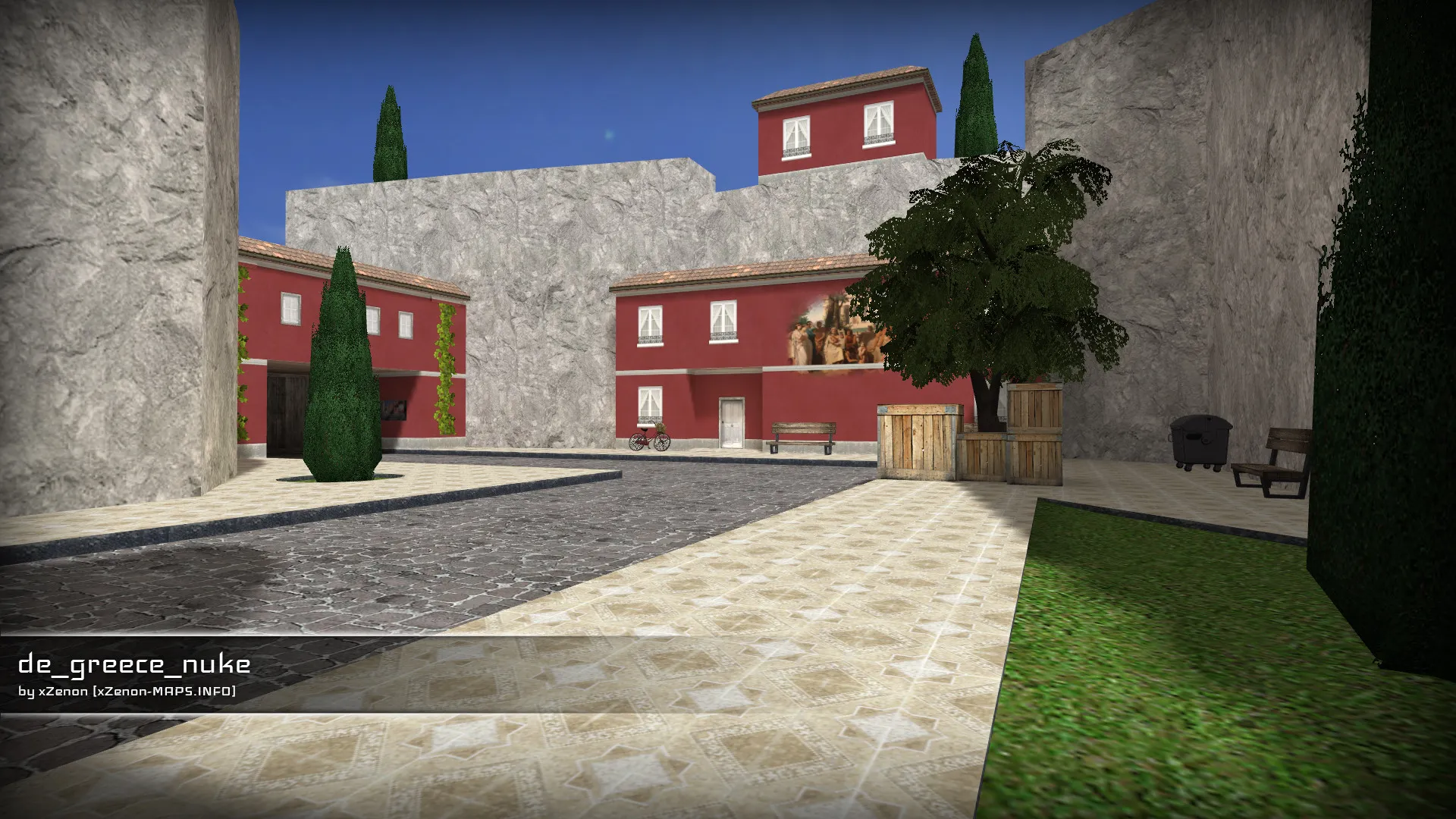 Скриншот  Карта de_greece_nuke_b3 для CS 1.6: точки, маршруты, .nav для ботов и оптимизация wpoly/epoly