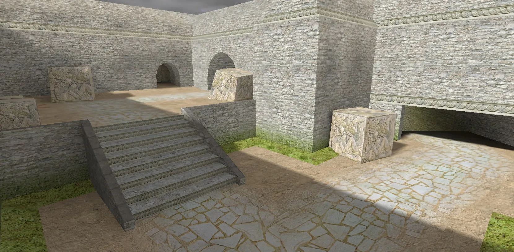 Скриншот  Карта de_aztec2ext для CS 1.6: тактика за Т и КТ, точки, .nav, оптимизация wpoly/epoly