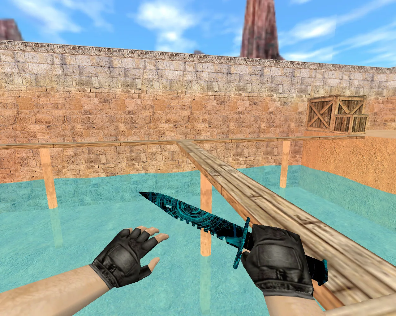 Скриншот  Карта «1hp_dust_edv» для CS 1.6: ножевые раунды, тактики на Dust и .nav для ботов