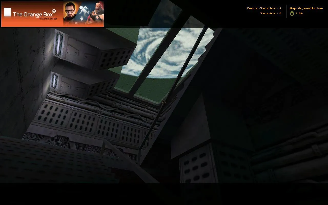 Скриншот  de_eventhorizon для CS 1.6: тактика сторон, .nav для ботов, оптимизация wpoly/epoly и баланс спавнов