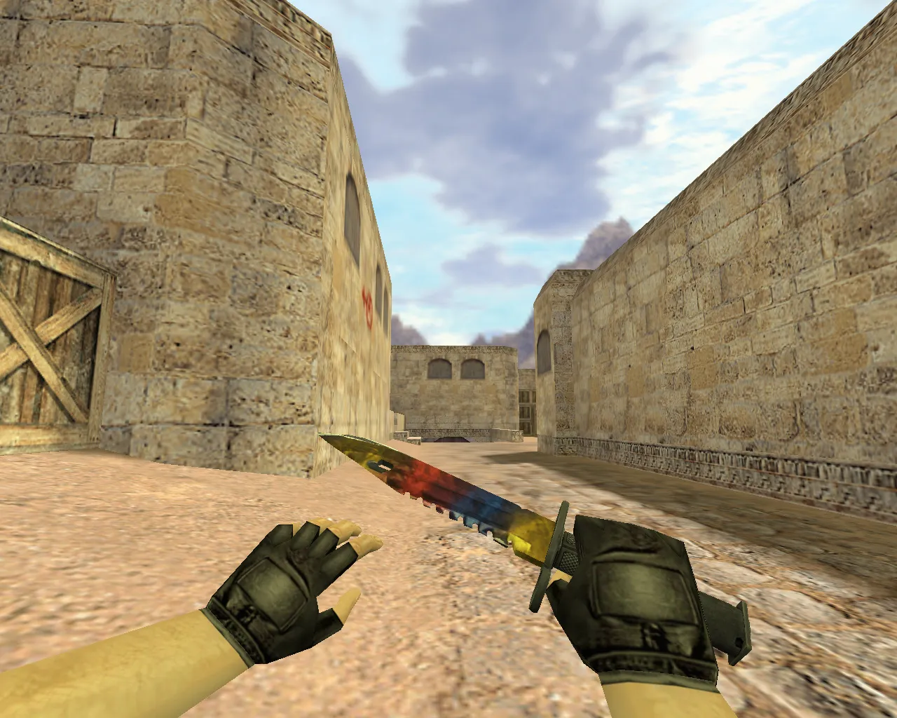 Скриншот v_ и p_ модель ножа «Штык-нож M9 Мраморный Градиент» для CS 1.6: звуки, анимация осмотра, качество текстур