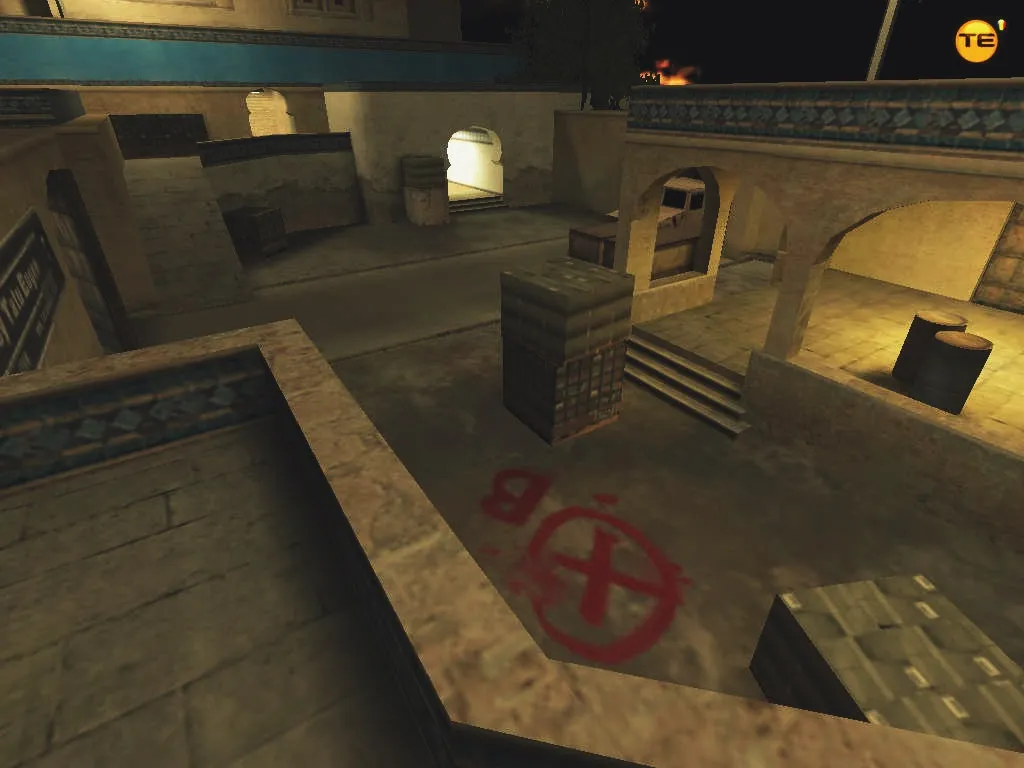 Скриншот css_dust2k_go: DE Dust2-стайл карта для CS 1.6 — баланс сторон, тактика и .nav для ботов