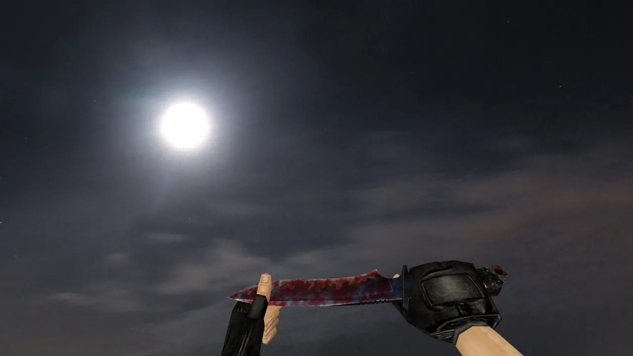 Скриншот Модель ножа Default Knife Bloody v_ для CS 1.6: звуки, анимация осмотра, качество текстур и настройка