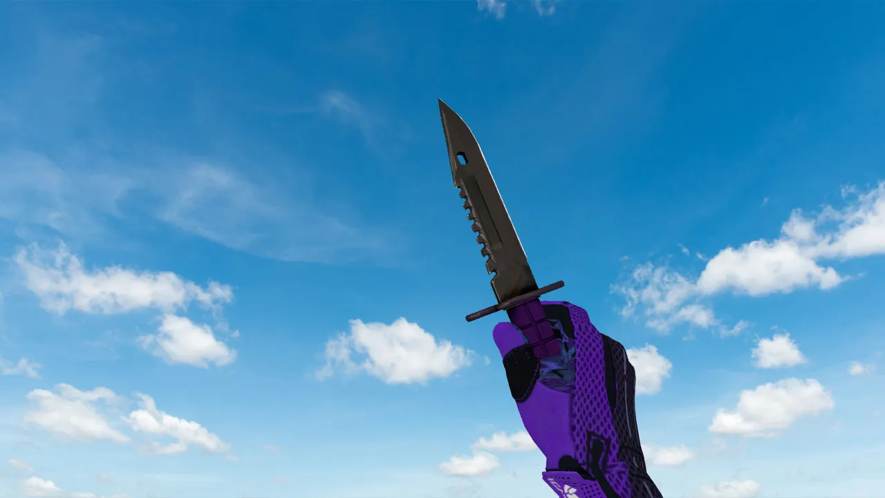 Скриншот Модель v_ p_ w_ ножа Штык-нож M9 «Ультрафиолет» для CS 1.6: анимация осмотра, звуки, текстуры