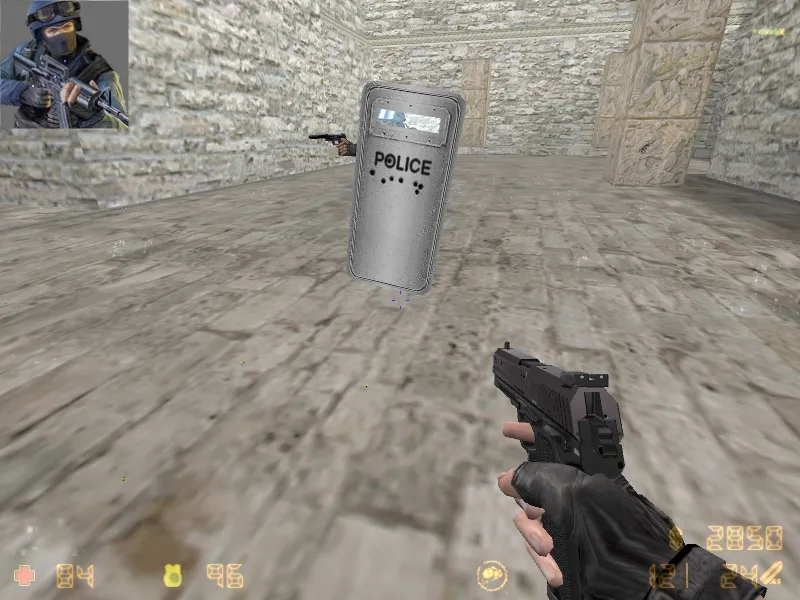 Скриншот  Модель «Black and Silver Riot Shields» (v_, p_, w_) для CS 1.6: текстуры 1024x1024, анимация осмотра и звуки