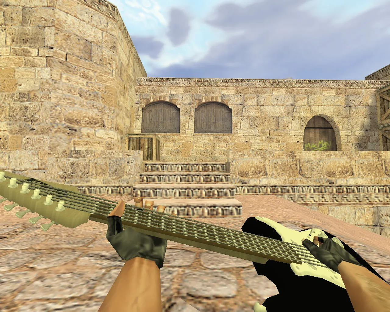 Скриншот Модель ножа «Гитара» v_ для CS 1.6: звуки, анимация осмотра, качество текстур и стабильная работа