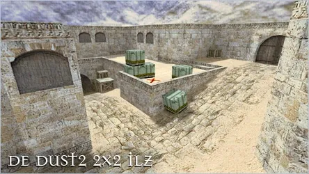 Скриншот  de_dust2_2x2_ilz — DE карта для CS 1.6: баланс сторон, точки, спавны и нав для ботов