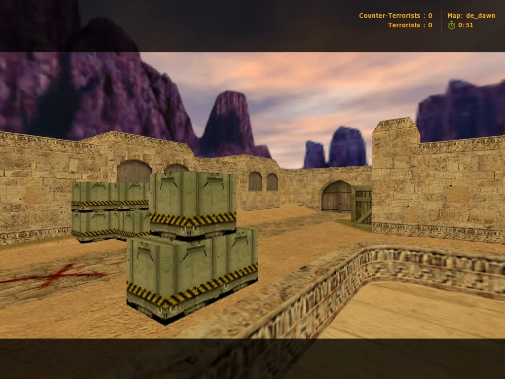 Скриншот  Карта de_dawn для CS 1.6: баланс сторон, точки, .nav для ботов, оптимизация wpoly/epoly