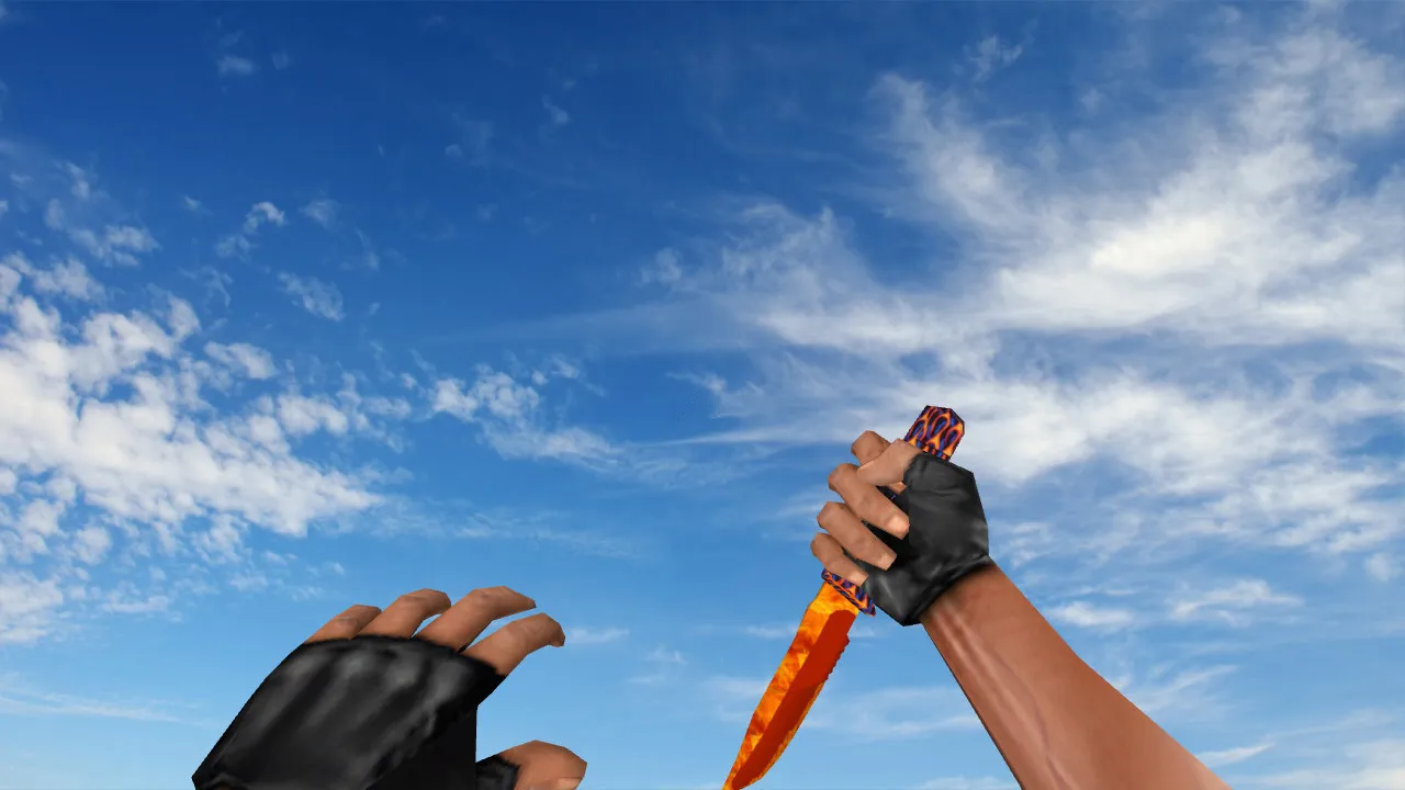 Скриншот Модель ножа «Fire Knife» для CS 1.6: v_, p_, w_ модели, звуки, анимация осмотра и настройка под сервер